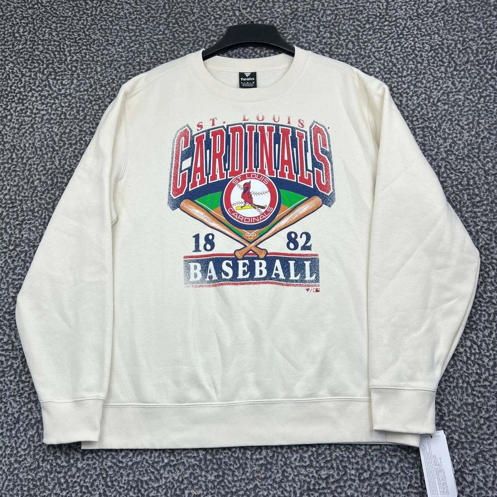 St. Louis Cardinals Sweatshirt Men Large Beige Fanatics Long Sleeve Pullover New